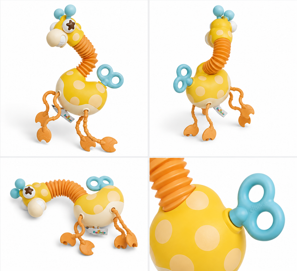 Babinio Baby Sensory Pull String Giraffe Toy - Teething & Development Toy for Toddlers 18+ Months