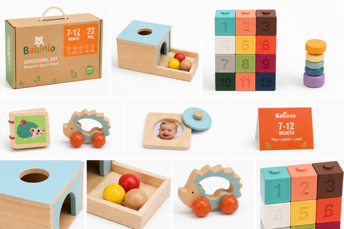 Babinio Educational Box - 22-Piece Montessori Toy Set for Babies 7-12 Months