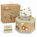 Babinio 7-in-1 Activity Cube - Wooden Multi-Activity Learning Toy for Babies 12+ Months