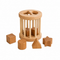 Babinio Wooden Shape Sorter Toy - Natural Beech Sorting Cylinder for Babies 12+ Months